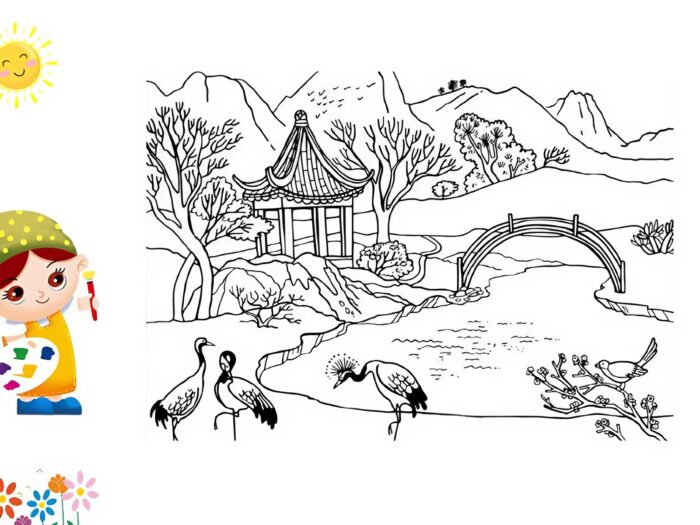 tranh tô màu phong cảnh