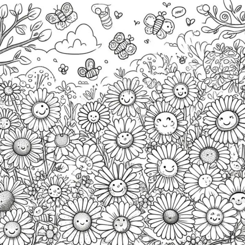Tranh tô màu hoa cúc