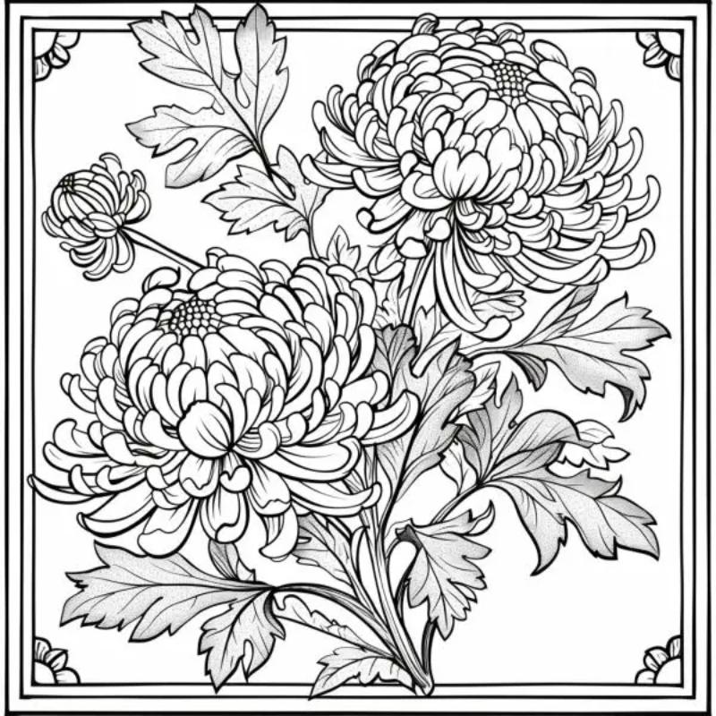 Tranh tô màu hoa cúc