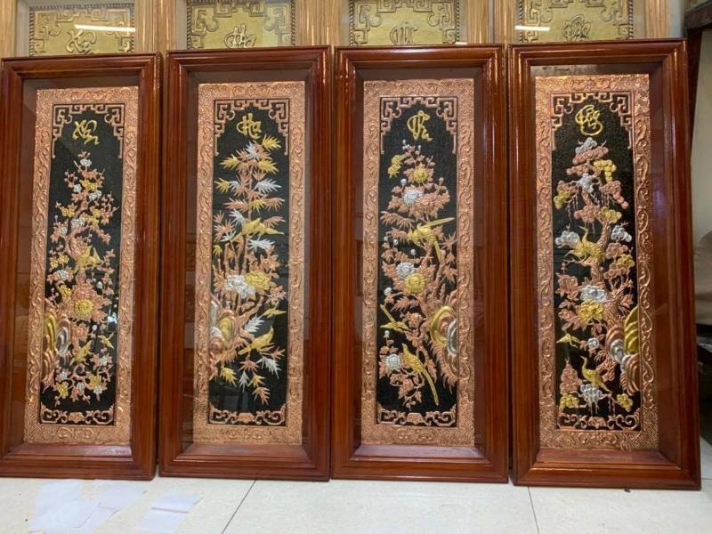 Bộ tranh đồng Tứ Quý mang ý nghĩa phong thủy giúp thu hút tài lộc, bình an và thịnh vượng