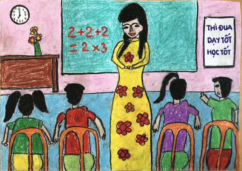 Bé ước mơ được làm cô giáo, dạy các em học sinh
