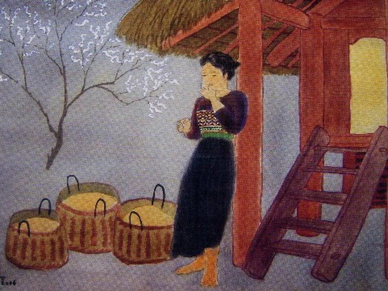 Tranh thiếu nữ dân tộc