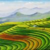 Tranh ruộng bậc thang và núi non Tây Bắc