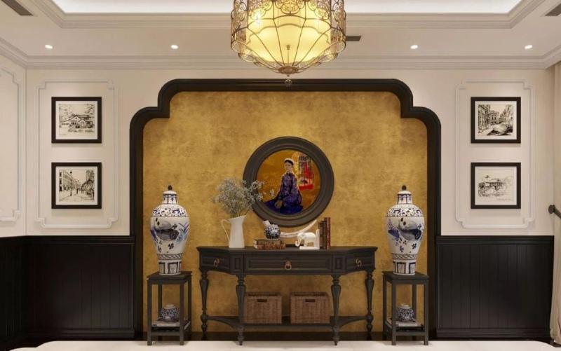 Bức tranh sơn mài Indochine tạo sự sang trọng cho căn phòng