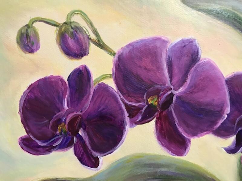 Tranh hoa lan màu tím