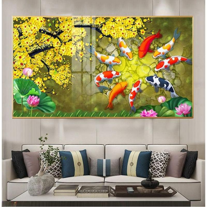 Tranh tráng gương Cửu Ngư Quần Hội