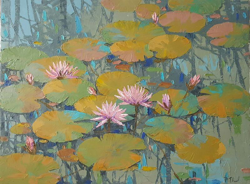 Tranh hoa súng mang vẻ đẹp thanh tao, nhẹ nhàng