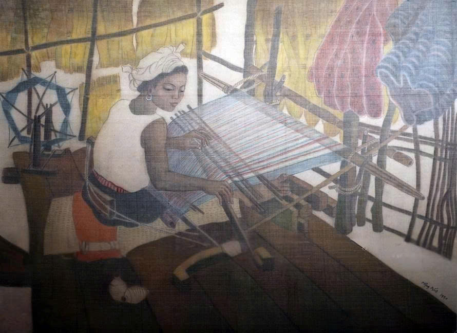 Tác phẩm “Dệt thổ cẩm”, năm 1990