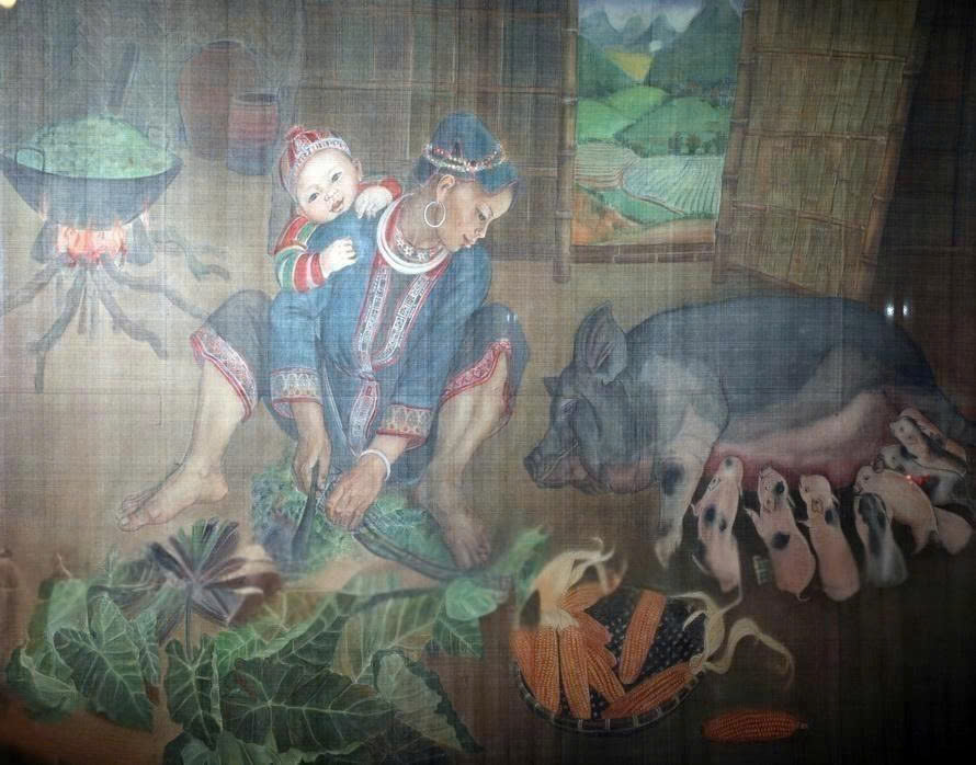 Tác phẩm “Niềm vui”, năm 2000, màu nước trên lụa