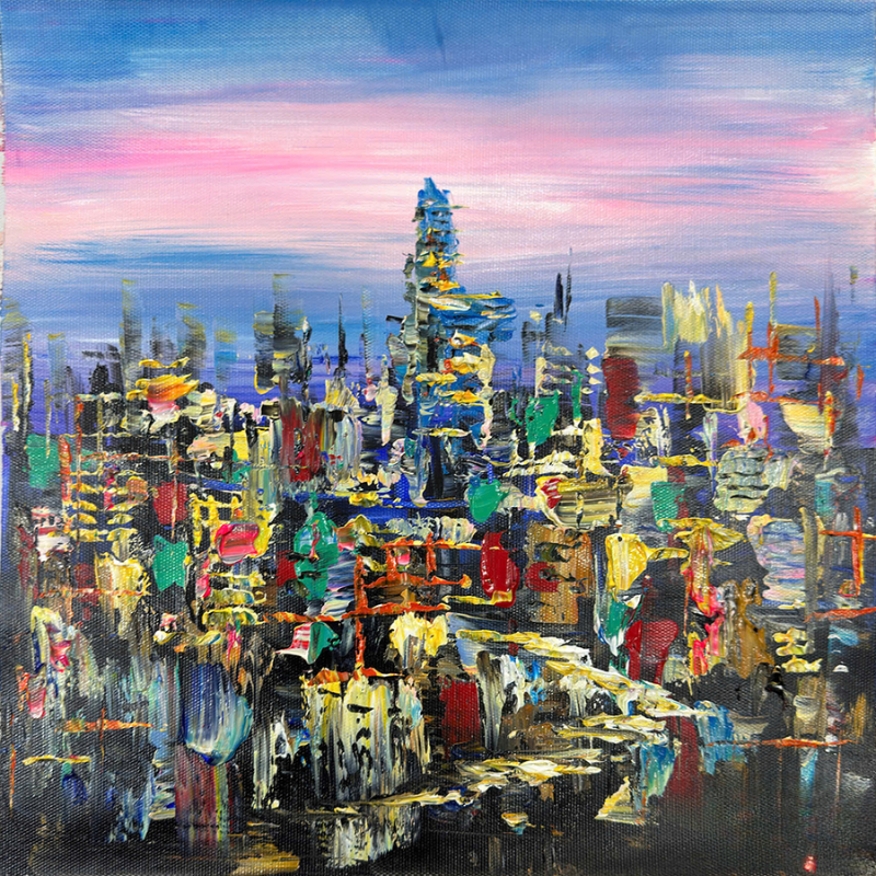 Top 299+ Mẫu tranh vẽ thành phố hiện đại đẹp, sang trọng 6 Tranh trừu tượng thành phố