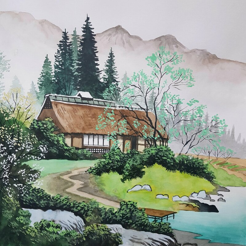 Cách vẽ tranh phong cảnh nhật bản đơn giản cho người mới 5 1 9