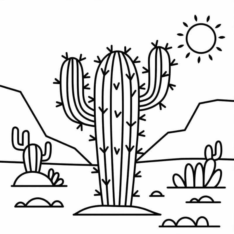 99+ Mẫu Tranh Tô Màu Cây Xương Rồng Đẹp, Dễ Thương Cho Bé 2 Tranh tô màu cây xương rồng