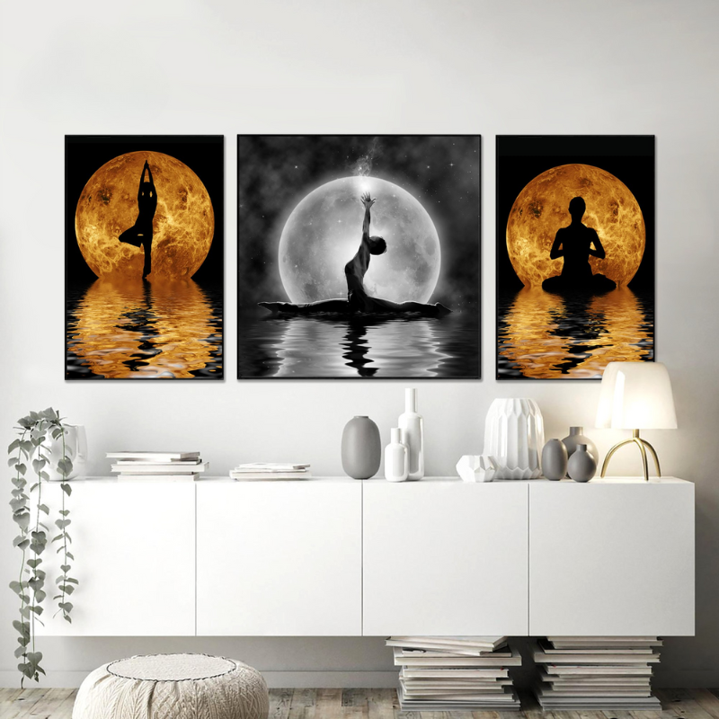 Tranh dán tường Yoga phòng ngủ tại nhà