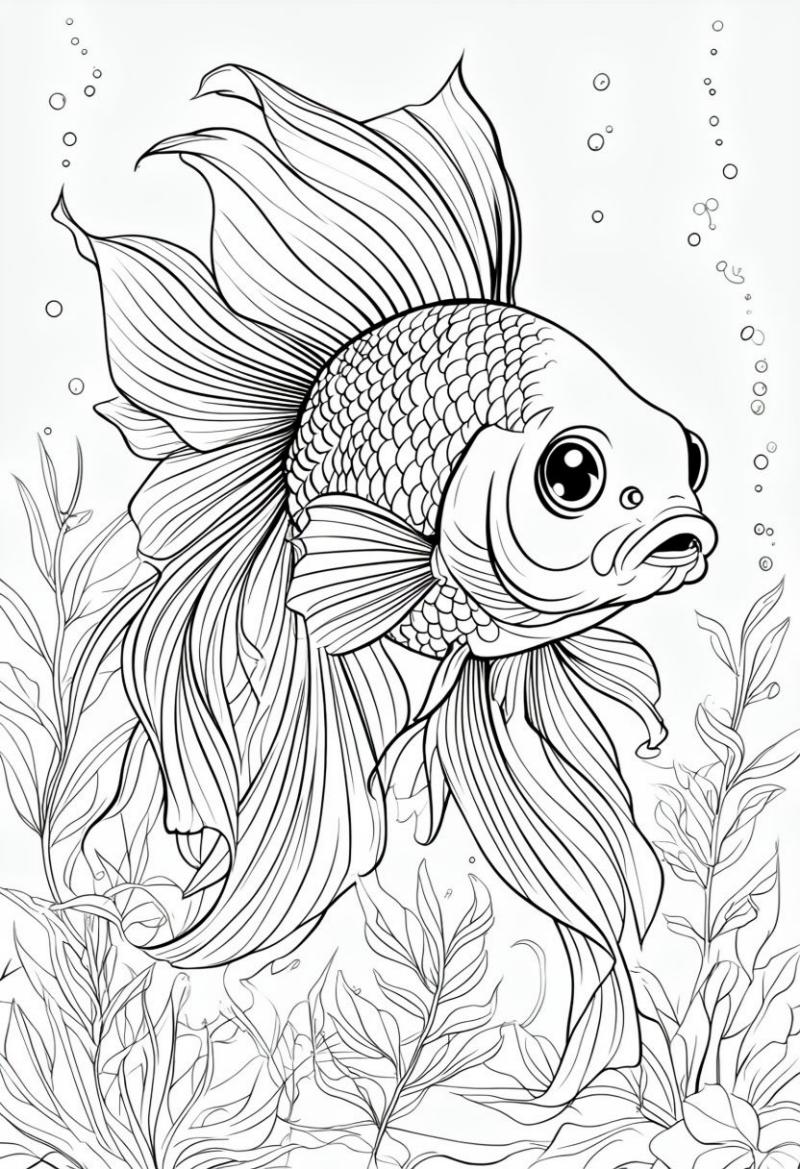 99+ Tranh tô màu con cá – Giúp bé sáng tạo & học hỏi 3 Tranh tô màu con cá vàng 2