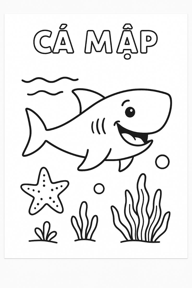 99+ Tranh tô màu con cá – Giúp bé sáng tạo & học hỏi 26 Tranh tô màu con cá mập 10