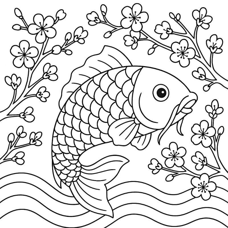 99+ Tranh tô màu con cá – Giúp bé sáng tạo & học hỏi 39 Tranh tô màu con cá chép 1