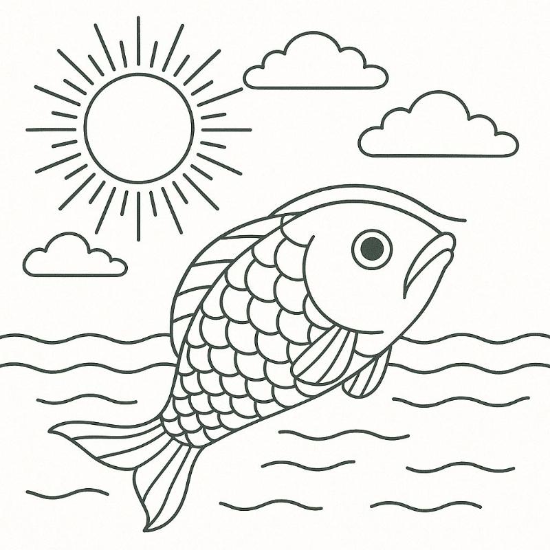99+ Tranh tô màu con cá – Giúp bé sáng tạo & học hỏi 40 Tranh tô màu con cá chép 2