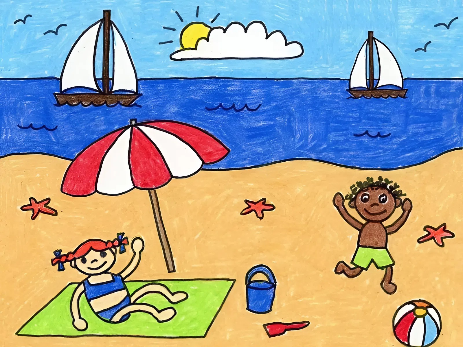 cách vẽ tranh phong cảnh biển