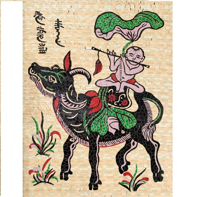 Tranh Đông Hồ Chăn Trâu Thổi Sáo và hình tượng con trâu 13 Tranh Đông Hồ Chăn Trâu Thổi Sáo bằng gốm