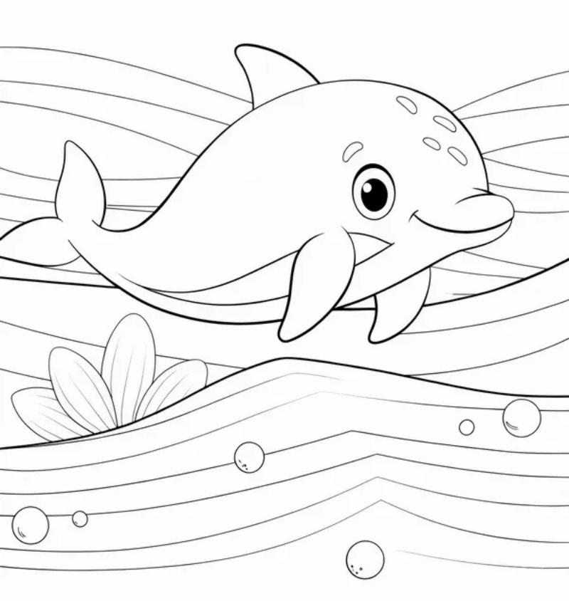 99+ Tranh tô màu con cá – Giúp bé sáng tạo & học hỏi 29 Tranh tô màu con cá heo 2
