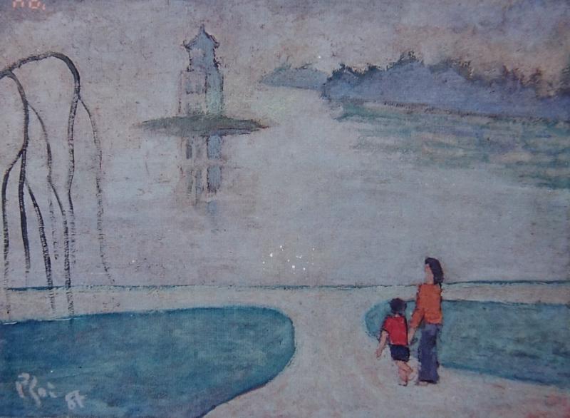 Không chỉ vẽ phố, Bùi Xuân Phái còn thả hồn vào những cảnh sắc thiên nhiên của Hà Nội, tạo nên những bức tranh tĩnh lặng và giàu chất suy tư.