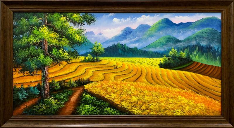 98+ Tranh ruộng bậc thang mùa lúa chín - Ý nghĩa phong thủy 7 Ruộng bậc thang Mù Cang Chải: "Dải lụa vàng" uốn lượn, biểu tượng cho mùa gặt bội thu và cuộc sống sung túc