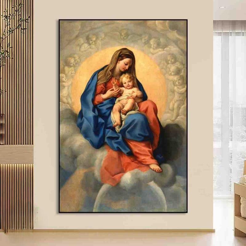 Tranh Đức Mẹ Maria ôm chúa