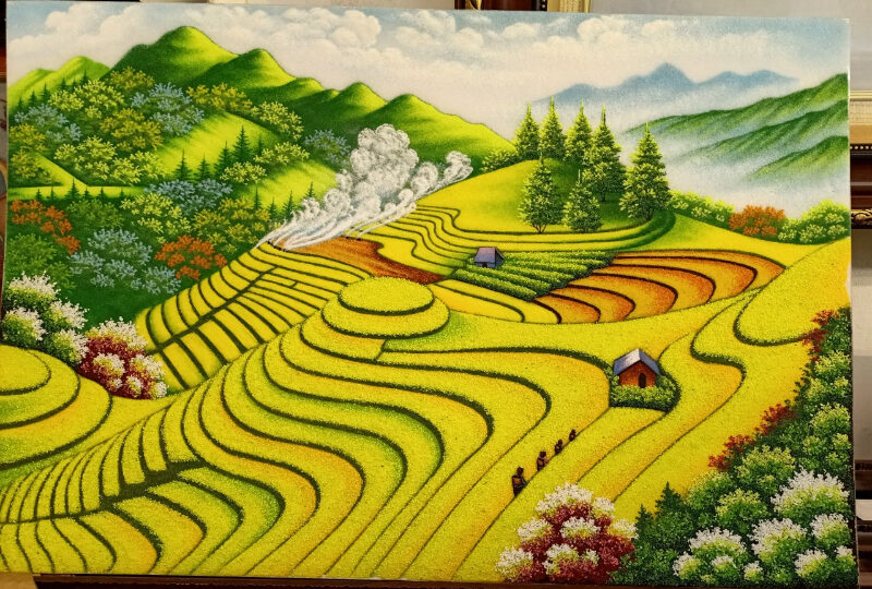 98+ Tranh ruộng bậc thang mùa lúa chín - Ý nghĩa phong thủy 6 Tranh ruộng bậc thang đẹp bằng đá quý có gam màu riêng biệt tạo nên vẻ đẹp thay đổi theo thời gian
