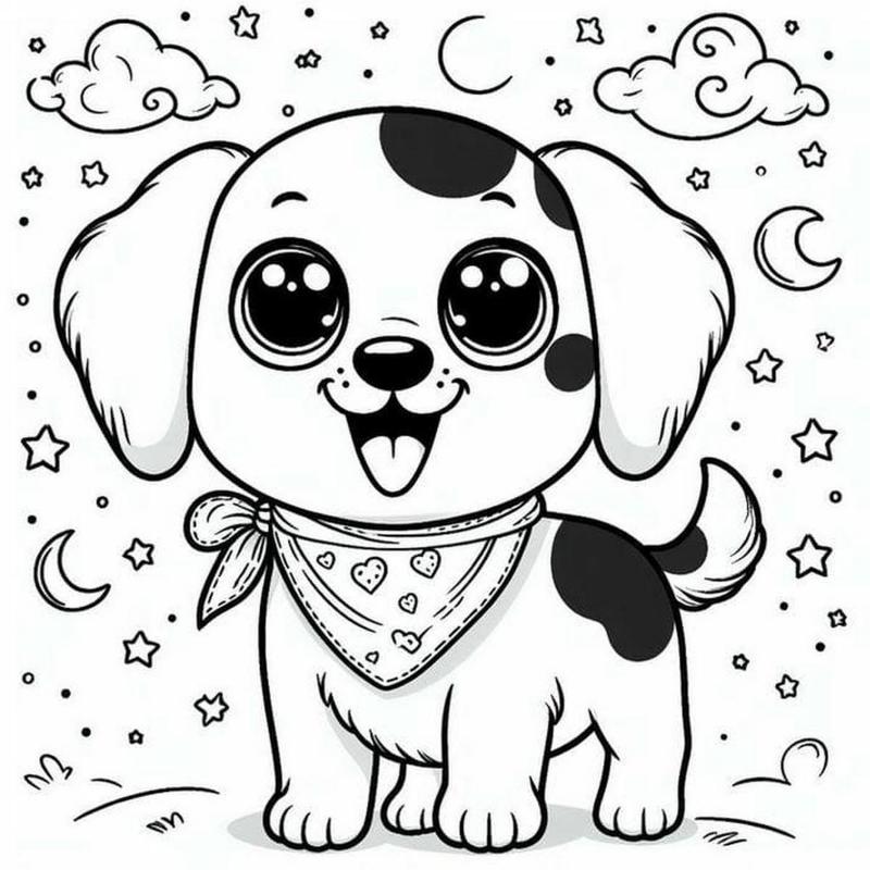 Tranh tô màu con chó dễ thương cho bé