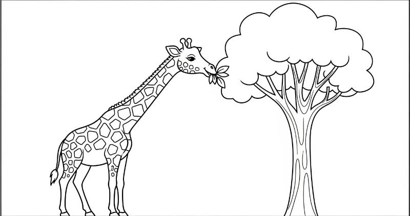 Tranh tô màu hươu cao cổ cho bé mầm non