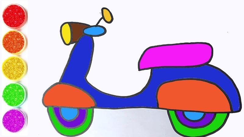 Tranh xe máy tô màu hoàn thiện