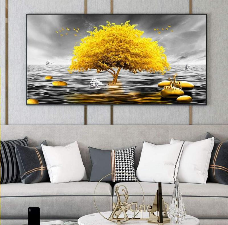 Tranh tráng gương cây Kim Tiền