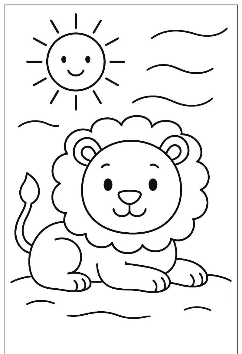 29+ Tranh tô màu con sư tử mạnh mẽ đẹp, dễ in cho bé 3 lion sleeping under the sun e1763786843523