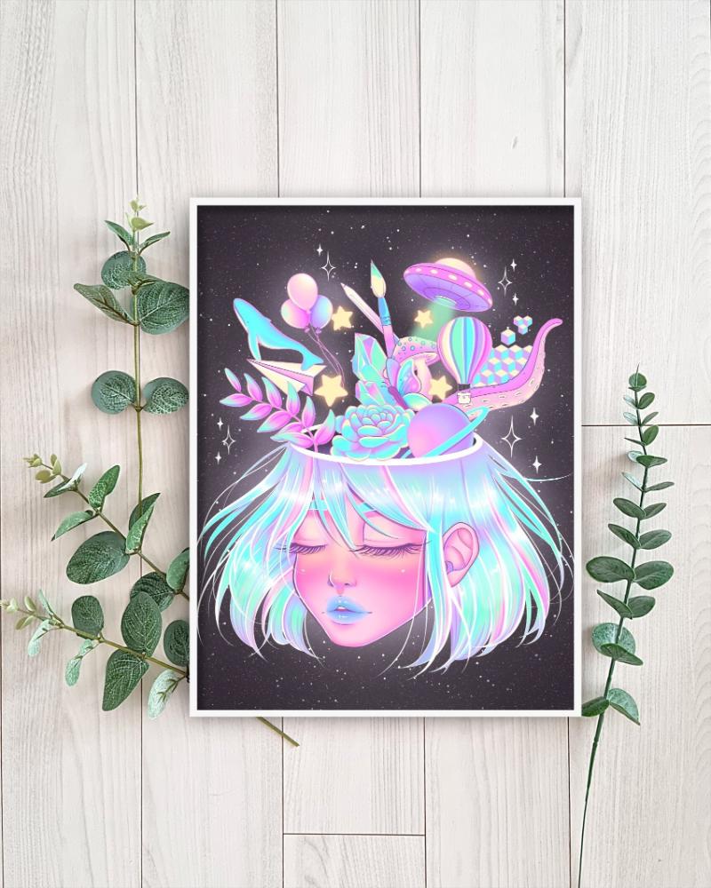 99+ Tranh Anime Decor Đẹp, Độc Đáo, Hợp Xu Hướng 2025 4 Phong cách "kawaii" đặc trưng với tông màu pastel dịu nhẹ, thích hợp décor phòng ngủ hoặc góc học tập.