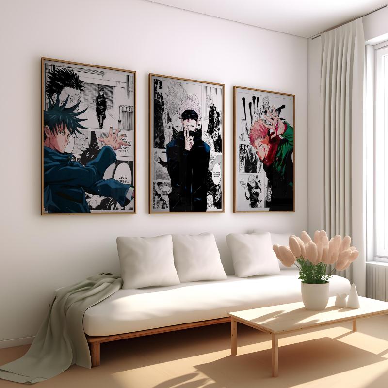 99+ Tranh Anime Decor Đẹp, Độc Đáo, Hợp Xu Hướng 2025 9 Bộ ba tranh ấn tượng với các nhân vật mạnh mẽ, lý tưởng cho người yêu anime và game thủ