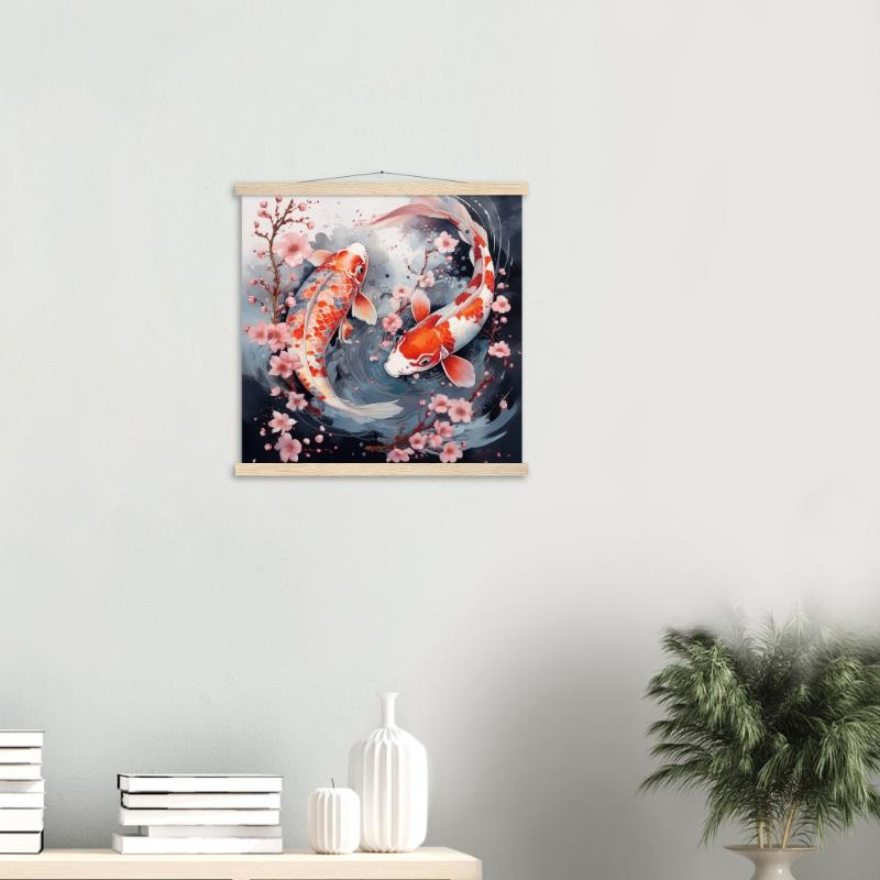 Tranh cá Koi – biểu tượng trường tồn, sung túc và may mắn dài lâu với hình ảnh 9 con cá