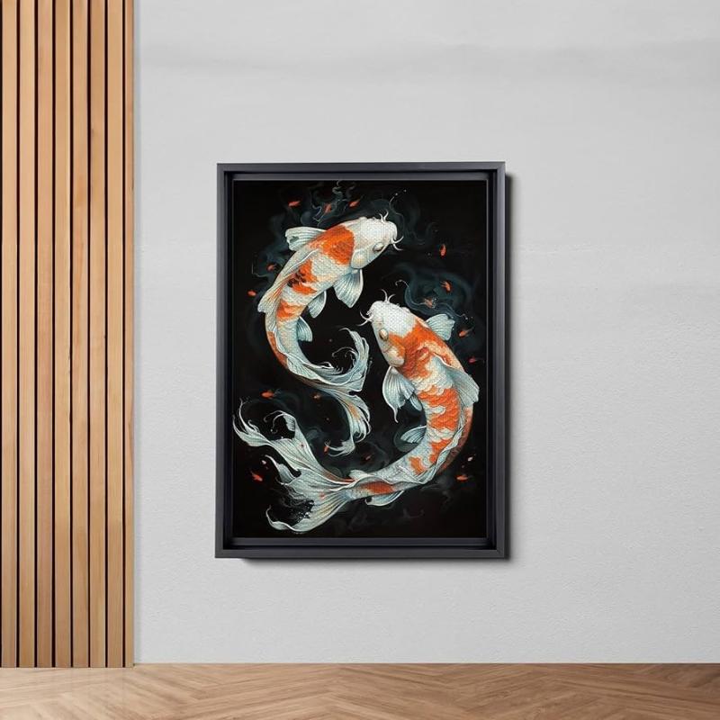 Tranh song ngư Koi tượng trưng cho sự cân bằng, hài hòa và thịnh vượng