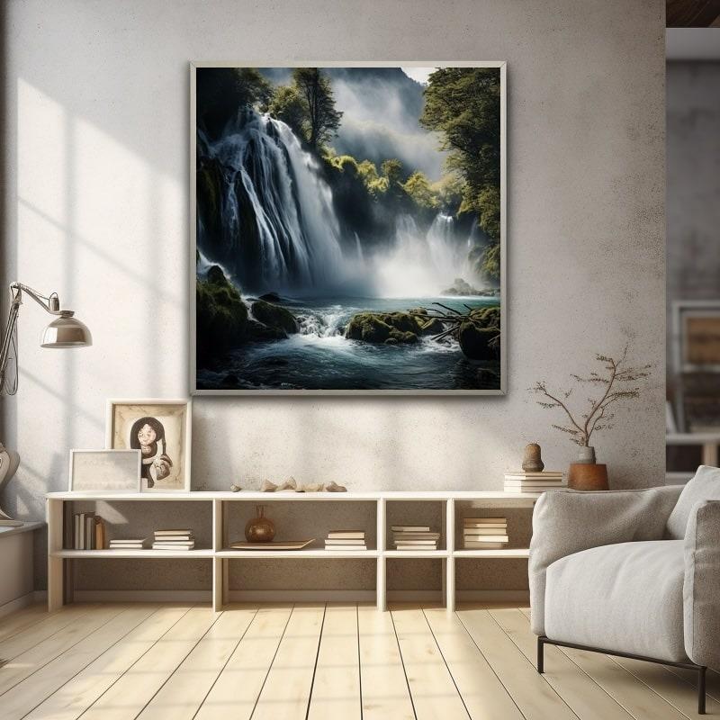 Tranh thác nước mang vẻ đẹp hùng vĩ, tượng trưng cho sự thịnh vượng không ngừng