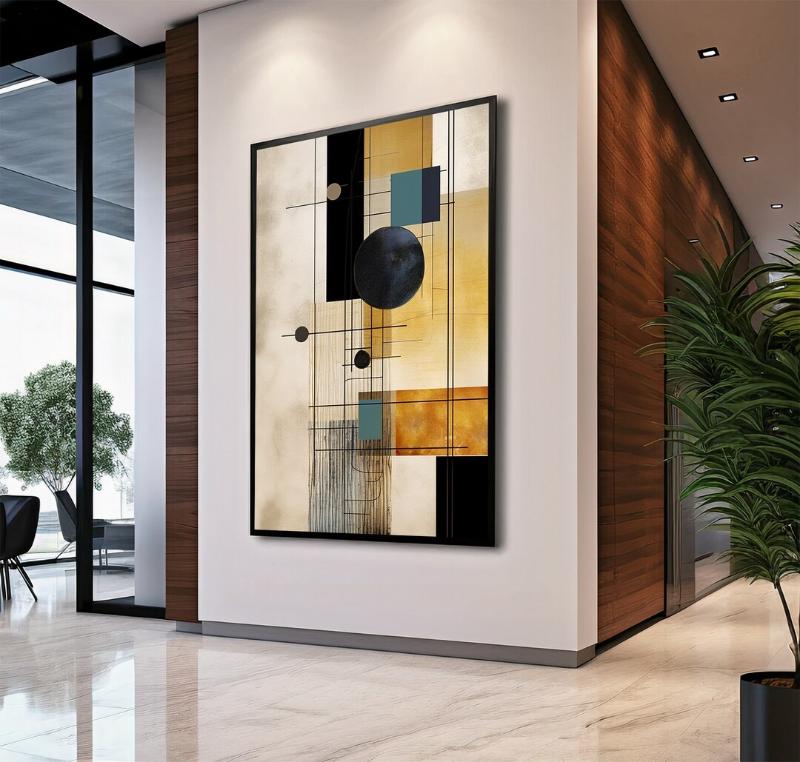 Tranh trừu tượng hình học – Nghệ thuật hiện đại, tinh tế 4 Tranh hình học truyền tải năng lượng tích cực, giúp không gian sống trở nên sang trọng và đầy cảm hứng.