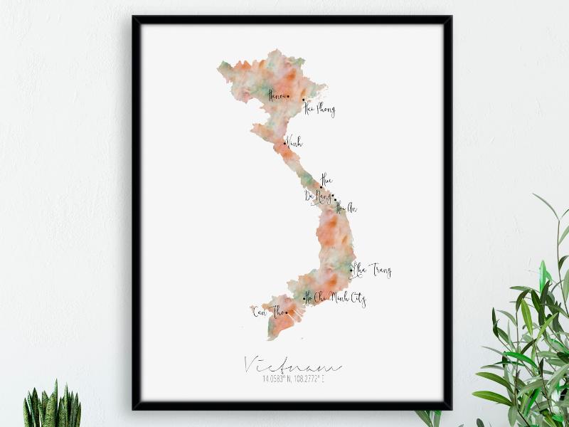 Tranh bản đồ Việt Nam - Biểu tượng nghệ thuật và tự hào dân tộc 6 Tranh bản đồ Việt Nam với các địa danh của đất nước