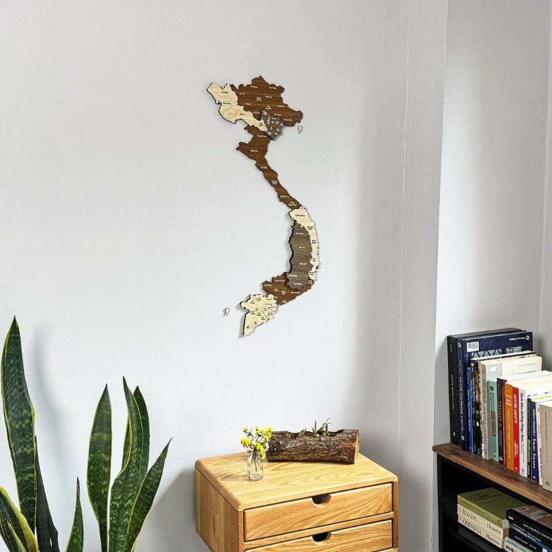 Tranh bản đồ Việt Nam - Biểu tượng nghệ thuật và tự hào dân tộc 8 Tranh gỗ khắc laser