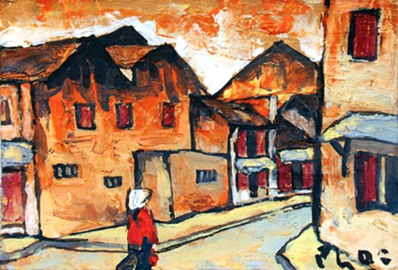 Tác phẩm phố Chợ Gạo  của họa sĩ Bùi Xuân Phái