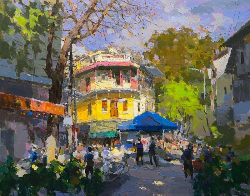 Tranh phố Hàng Mã của họa sĩ Phạm Hoàng Minh