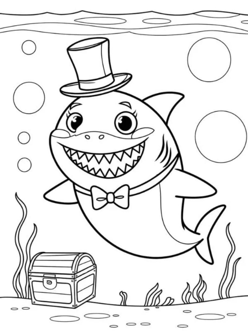 99+ Tranh tô màu con cá – Giúp bé sáng tạo & học hỏi 18 Tranh tô màu con cá mập 2