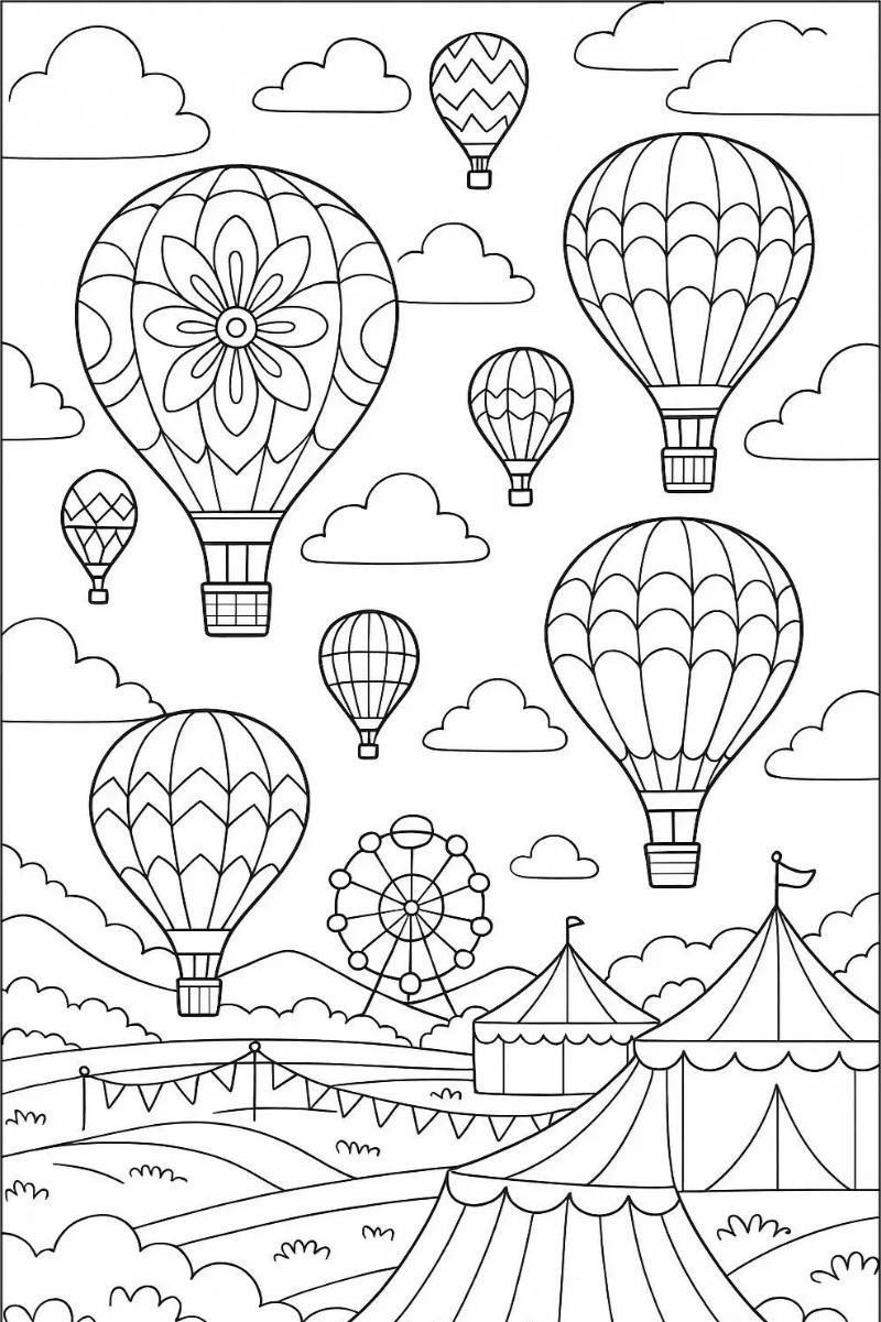 Tranh tô màu khinh khí cầu đẹp giúp bé phát triển sáng tạo 27 to mau khinh khi cau nhieu mau 1