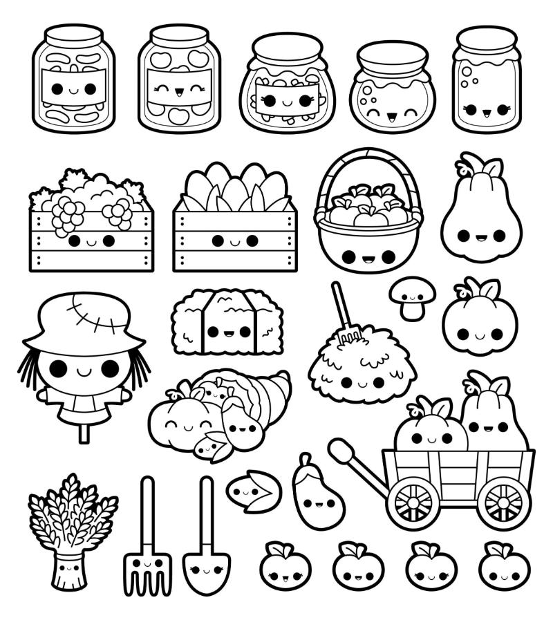 tong hop 50 tranh to mau do an cute mini 6689b36e6001a