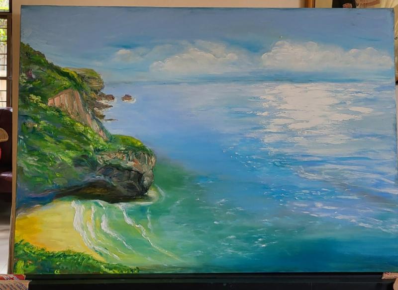 Tranh sơn dầu phong cảnh biển, tạo cảm giác thoáng đãng và dễ chịu