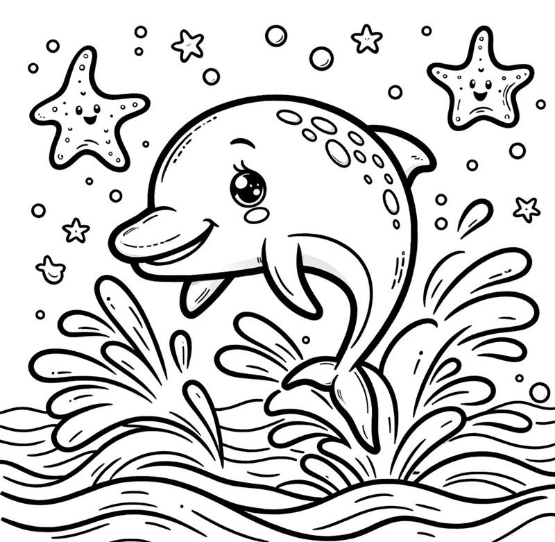 tranh cá heo chơi bóng cá heo đáng yêu tung bóng tròn đầy năng động vui tươi