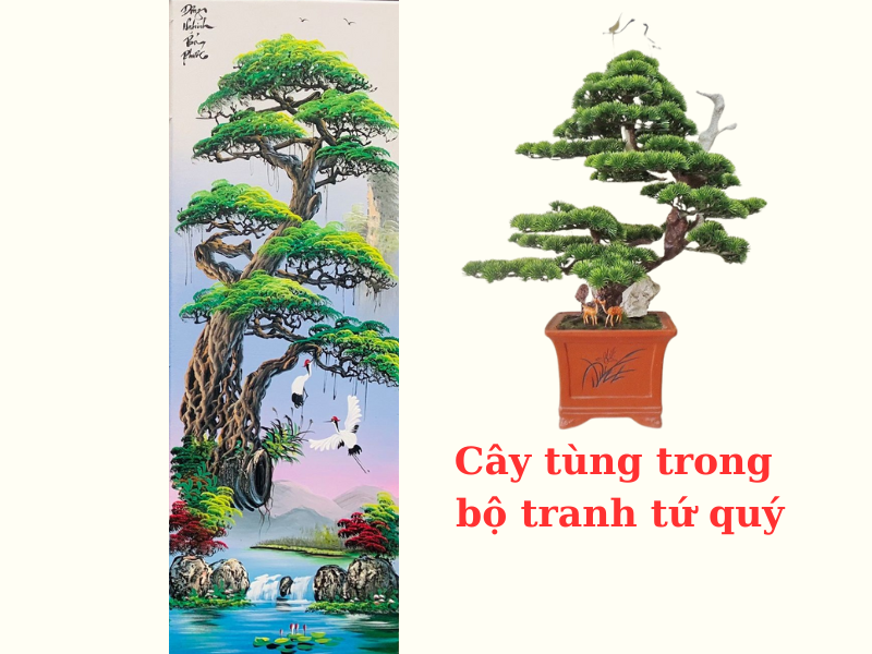 Tranh cây tùng biểu trưng cho khí tiết và sức sống bền bỉ