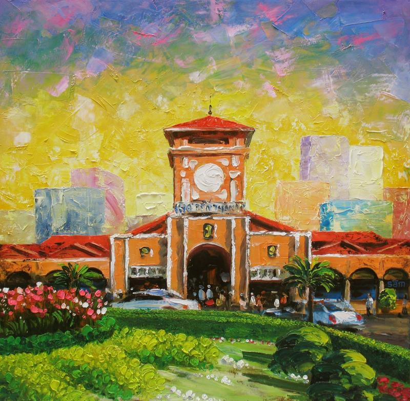 Tranh vẽ Chợ Bến Thành – Tuyển chọn mẫu đẹp nhất 2025 9 Tác phẩm sơn dầu ấn tượng, giàu mảng khối và màu sắc rực rỡ thể hiện sự sôi động của khu chợ